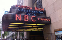 NBC marquee outside Rockefeller Plaza